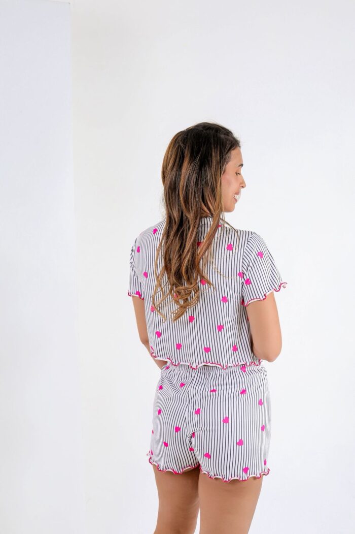 Pijama Americano de Cropped (LISTRA PRETA)- Ref 609L - Imagem 2