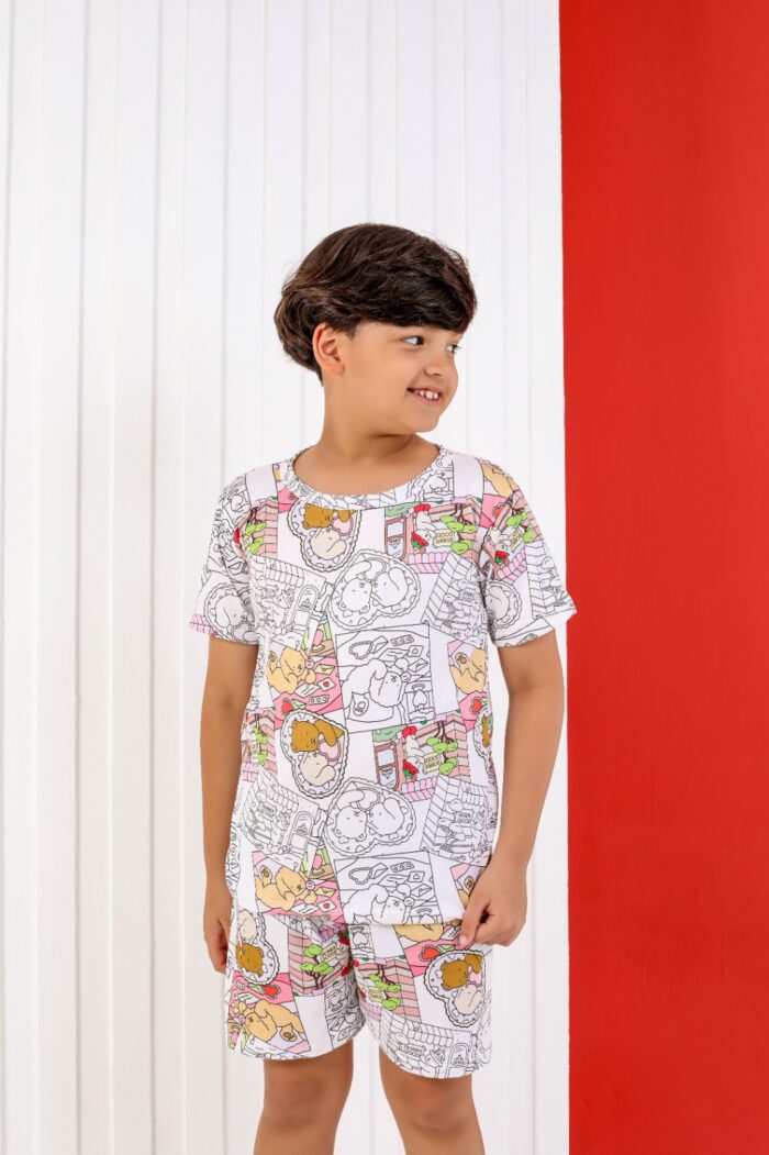 Pijama para colorir infantil Quadrado colorido + 3 canetinhas laváveis - Ref 772S