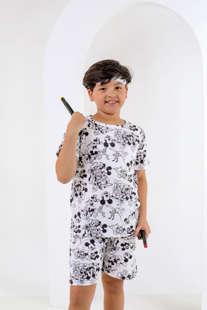 Pijama para colorir infantil Mickey + 3 canetinhas laváveis - Ref 772S