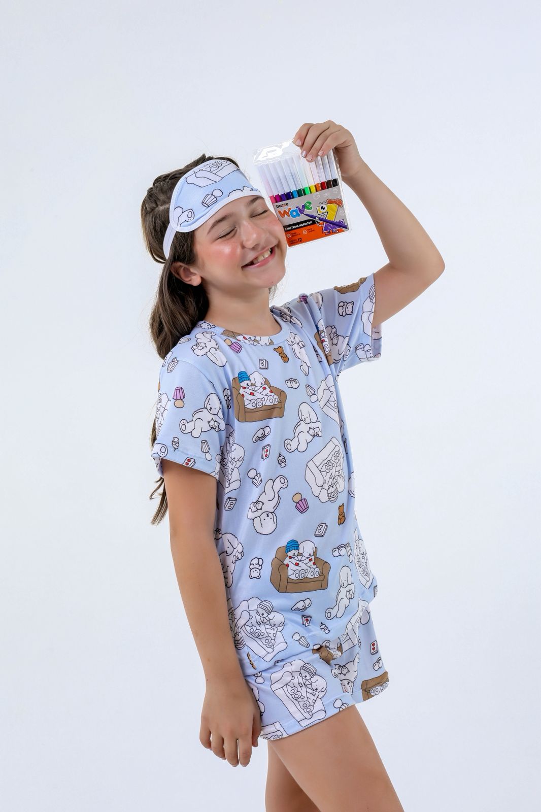 Baby doll para colorir infantil Sofá Colorido+ 12 canetinhas laváveis - Ref 704S - Imagem 2