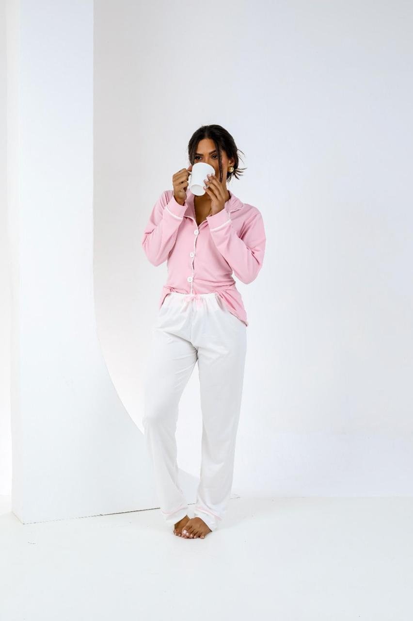 Ref 659L - Pijama americano longo Liso - Imagem 3